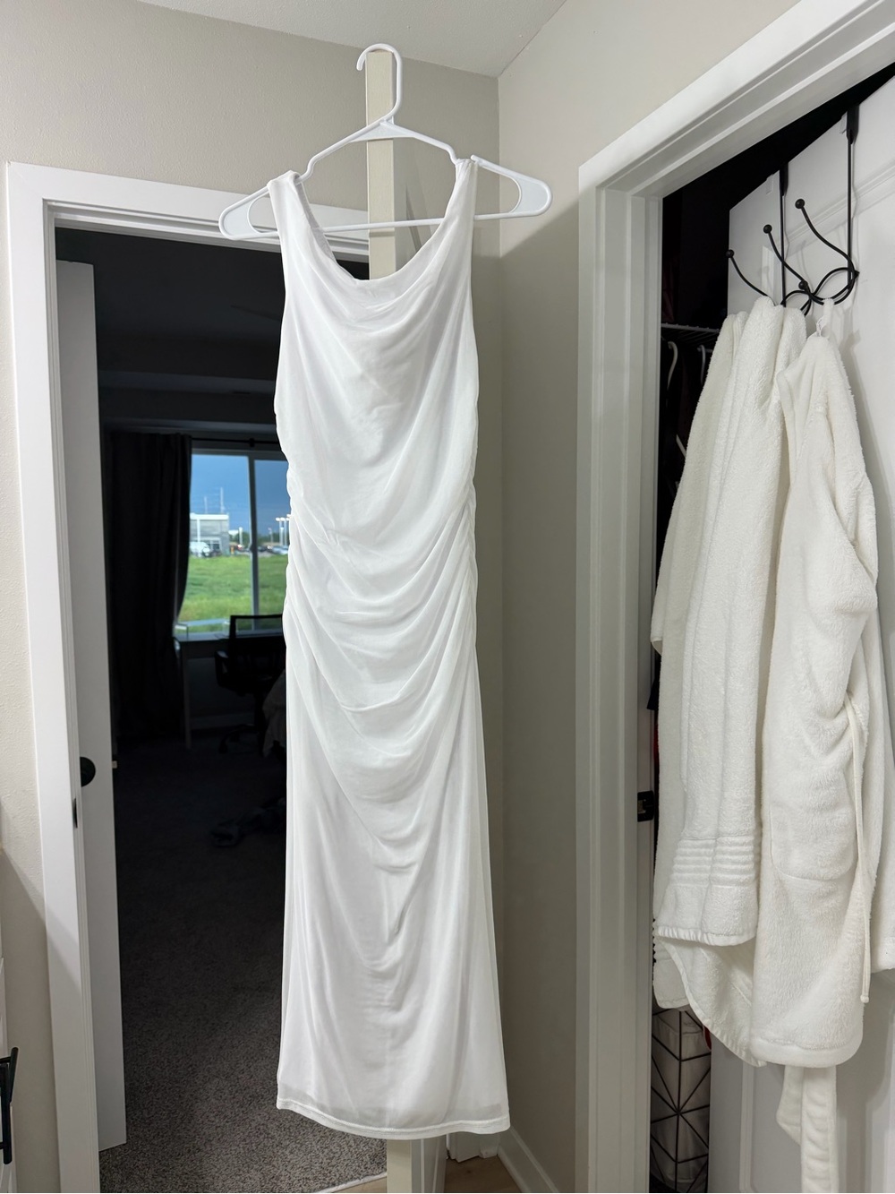 White Mesh Maxi Dress